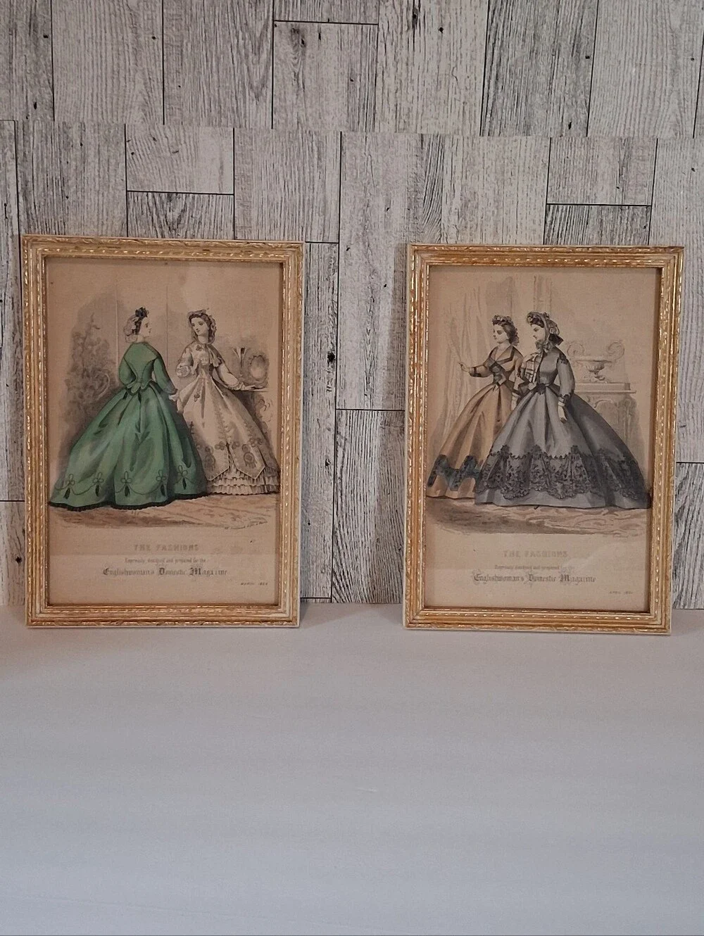 Vintage Framed Fashion Prints From The Englishwoman Domestic Magazine 1864